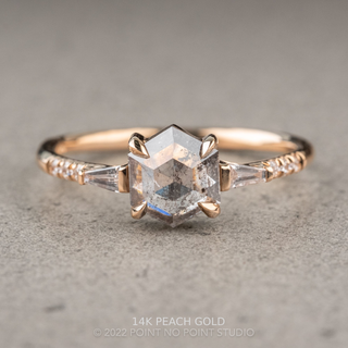 1.34 Carat Salt and Pepper Hexagon Diamond Engagement Ring, Eliza Setting