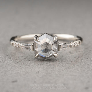 1.34 Carat Salt and Pepper Hexagon Diamond Engagement Ring, Eliza Setting