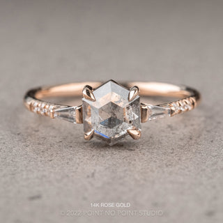 1.34 Carat Salt and Pepper Hexagon Diamond Engagement Ring, Eliza Setting