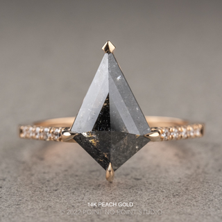 1.50 Carat Black Speckled Kite Diamond Engagement Ring, Jules Setting