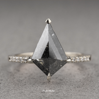 1.50 Carat Black Speckled Kite Diamond Engagement Ring, Jules Setting