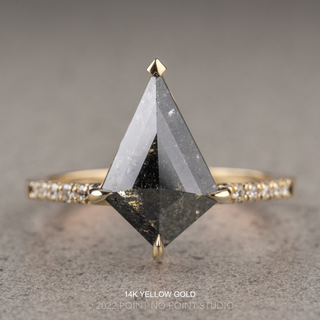 1.50 Carat Black Speckled Kite Diamond Engagement Ring, Jules Setting