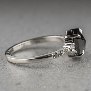 1.62 Carat Black Speckled Hexagon Diamond Engagement Ring, Ombre Eliza Setting, Platinum