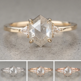 1.48 Carat Icy White Hexagon Diamond Engagement Ring, Zoe Setting