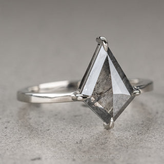 1.72 Carat Salt and Pepper Kite Diamond Engagement Ring, Jane Setting, Platinum