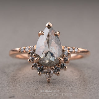2.10 Carat Salt and Pepper Pear Diamond Engagement Ring, Avaline Setting