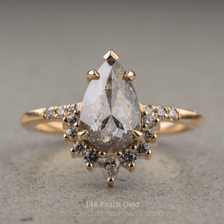 2.10 Carat Salt and Pepper Pear Diamond Engagement Ring, Avaline Setting
