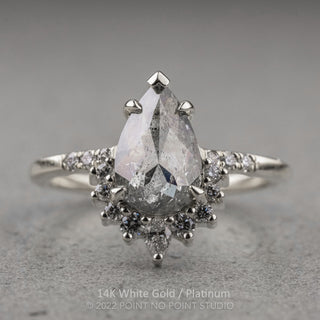 2.10 Carat Salt and Pepper Pear Diamond Engagement Ring, Avaline Setting