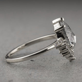 2.12 Carat Salt and Pepper Pear Diamond Engagement Ring, Avaline Setting, 14k White Gold