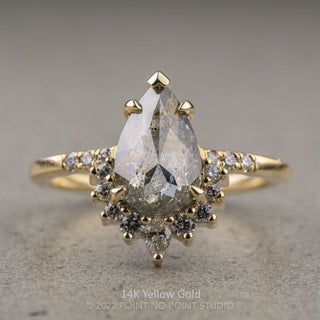 2.10 Carat Salt and Pepper Pear Diamond Engagement Ring, Avaline Setting