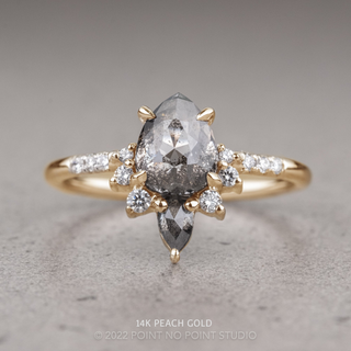 1.61 Carat Salt and Pepper Pear Diamond Engagement Ring, Avaline Setting