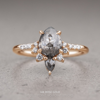 1.61 Carat Salt and Pepper Pear Diamond Engagement Ring, Avaline Setting