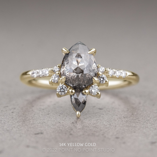 1.61 Carat Salt and Pepper Pear Diamond Engagement Ring, Avaline Setting