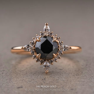1.16 Carat Black Round Diamond Engagement Ring, Cosette Setting
