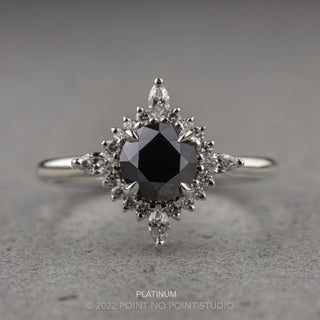 1.16 Carat Black Round Diamond Engagement Ring, Cosette Setting