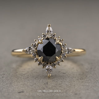 1.16 Carat Black Round Diamond Engagement Ring, Cosette Setting