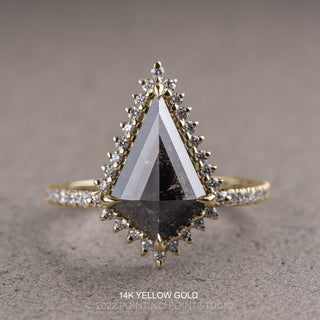 3.37 Carat Black Kite Diamond Engagement Ring, Solstice Setting