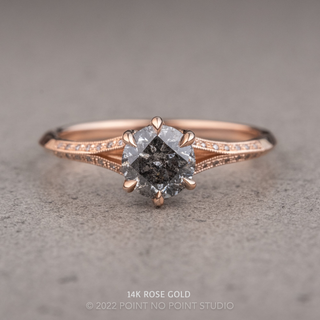 1.11 Carat Salt and Pepper Round Diamond Engagement Ring, Mackenzie Setting