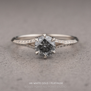 1.11 Carat Salt and Pepper Round Diamond Engagement Ring, Mackenzie Setting