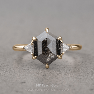 1.12 Carat Black Salt and Pepper Hexagon Diamond Engagement Ring, Zoe Setting
