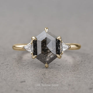 1.12 Carat Black Salt and Pepper Hexagon Diamond Engagement Ring, Zoe Setting