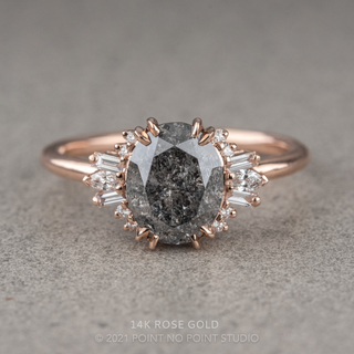 2.27 Carat Salt and Pepper Oval Diamond Engagement Ring, Olivia Setting
