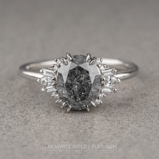 2.27 Carat Salt and Pepper Oval Diamond Engagement Ring, Olivia Setting