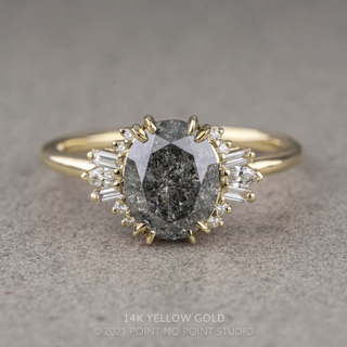2.27 Carat Salt and Pepper Oval Diamond Engagement Ring, Olivia Setting