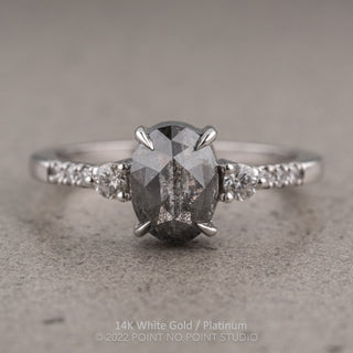 2.38 Carat Black Oval Diamond Engagement Ring, Eliza Setting