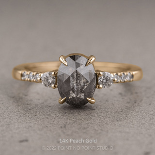 2.38 Carat Black Oval Diamond Engagement Ring, Eliza Setting