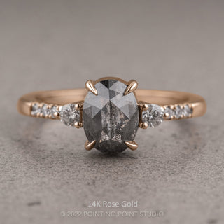 2.38 Carat Black Oval Diamond Engagement Ring, Eliza Setting