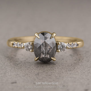 2.38 Carat Black Oval Diamond Engagement Ring, Eliza Setting