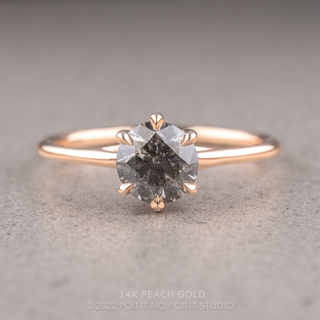 1.08 Carat Salt and Pepper Round Diamond Engagement Ring, Madeline Setting