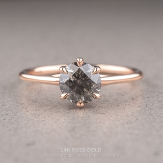 1.08 Carat Salt and Pepper Round Diamond Engagement Ring, Madeline Setting