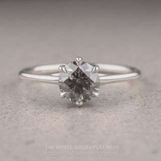 1.08 Carat Salt and Pepper Round Diamond Engagement Ring, Madeline Setting