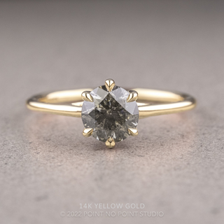 1.08 Carat Salt and Pepper Round Diamond Engagement Ring, Madeline Setting
