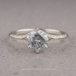 1.67 Carat Salt and Pepper Round Diamond Engagement Ring, Mackenzie Setting