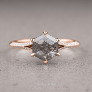 1.55 Carat Salt and Pepper Hexagon Diamond Engagement Ring, Mackenzie Setting