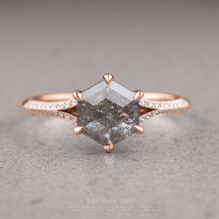 1.55 Carat Salt and Pepper Hexagon Diamond Engagement Ring, Mackenzie Setting