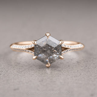1.55 Carat Salt and Pepper Hexagon Diamond Engagement Ring, Mackenzie Setting