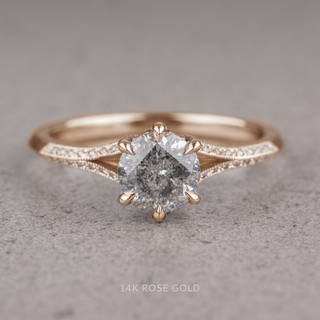1.04 Carat Salt and Pepper Round Diamond Engagement Ring, Mackenzie Setting