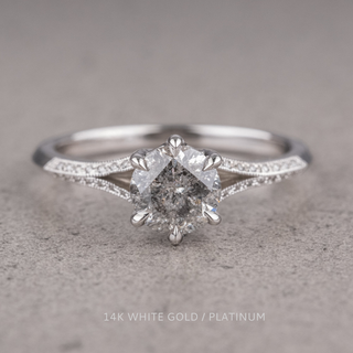 1.04 Carat Salt and Pepper Round Diamond Engagement Ring, Mackenzie Setting
