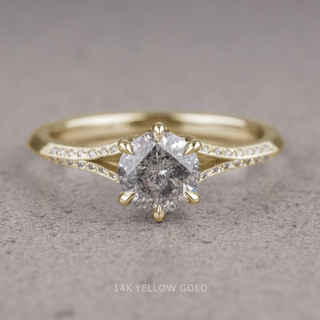 1.04 Carat Salt and Pepper Round Diamond Engagement Ring, Mackenzie Setting