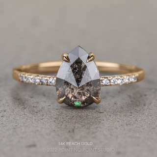 1.70 Carat Black Pear Diamond Engagement Ring, Jules Setting