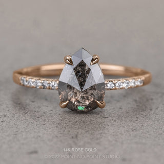 1.70 Carat Black Pear Diamond Engagement Ring, Jules Setting
