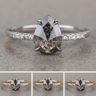 1.70 Carat Black Pear Diamond Engagement Ring, Jules Setting