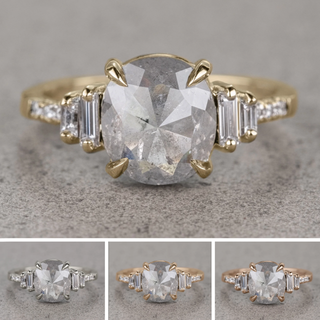 1.67 Carat Icy White Cushion Diamond Engagement Ring, Betsy Setting, Point No Point Studio. Available in a variety of metal types. Eco-friendly, Recycled Metals, Conflict Free.