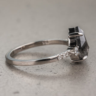 1.43 Carat Salt and Pepper Pear Diamond Engagement Ring, Eliza Setting, Platinum