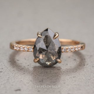 2.03 Carat Black Speckled Pear Diamond Engagement Ring, Jules Setting