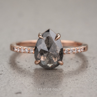 2.03 Carat Black Speckled Pear Diamond Engagement Ring, Jules Setting